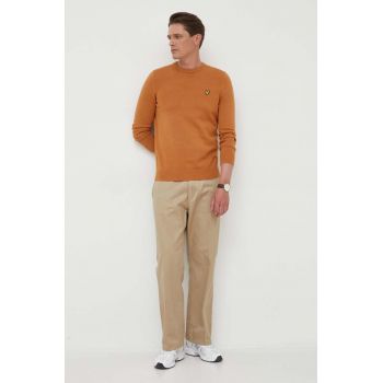 Lyle & Scott pulover de bumbac culoarea maro, light