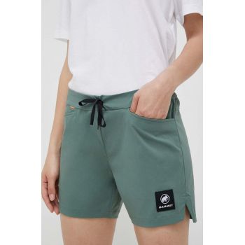 Mammut pantaloni scurți outdoor Massone Light culoarea verde, neted, medium waist