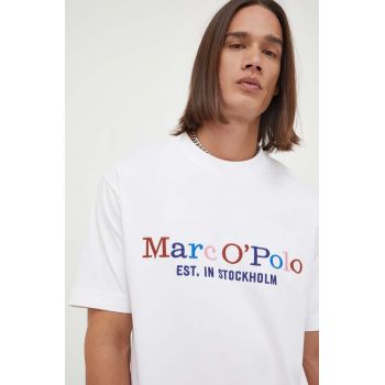 Marc O'Polo tricou din bumbac culoarea alb, cu imprimeu