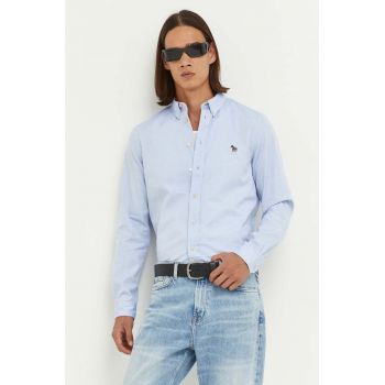 PS Paul Smith camasa din bumbac barbati, culoarea alb, cu guler button-down, slim de firma originala