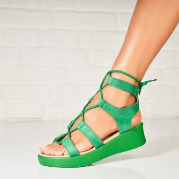 Sandale dama cu platforma Verzi din Piele Ecologica Intoarsa Luxanna A6475