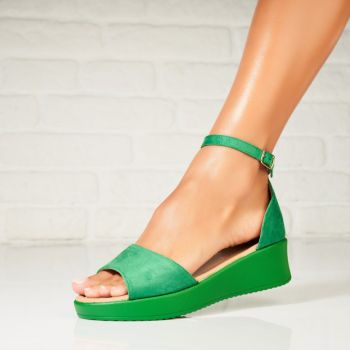 Sandale dama cu platforma Verzi din Piele Ecologica Intoarsa Makayla A6504