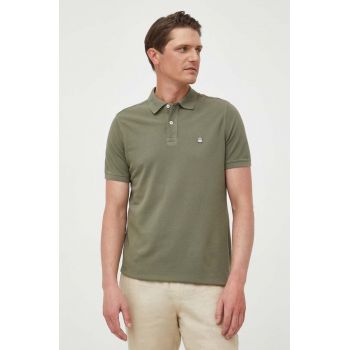 United Colors of Benetton polo de bumbac culoarea verde, neted