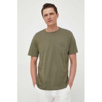 United Colors of Benetton tricou din bumbac culoarea verde, neted de firma original