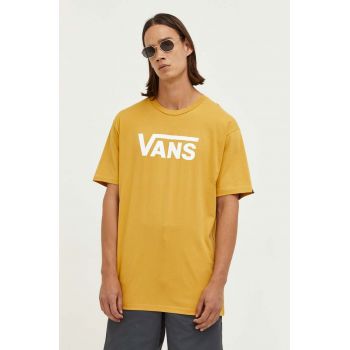 Vans tricou din bumbac culoarea maro, cu imprimeu