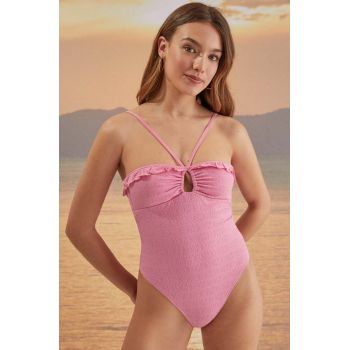 women'secret costum de baie dintr-o bucată VERBENA culoarea roz, cupa moale, 5525820