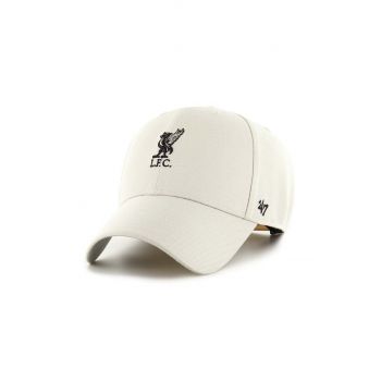 47brand șapcă de baseball din bumbac EPL Liverpool FC culoarea bej, cu imprimeu