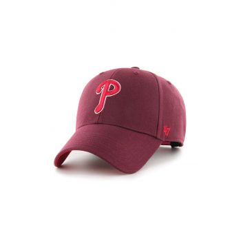 47brand șapcă de baseball din bumbac MLB Philadelphia Phillies culoarea bordo, cu imprimeu ieftina