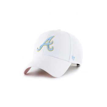 47brand caciula din amestec de lana MLB Atlanta Braves culoarea alb, cu imprimeu