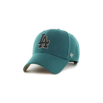 47brand caciula din amestec de lana MLB Los Angeles Dodgers culoarea verde, cu imprimeu