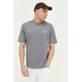 Abercrombie & Fitch tricou din bumbac culoarea gri, cu imprimeu