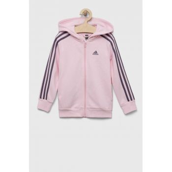 adidas bluza copii culoarea roz, cu glugă, cu imprimeu