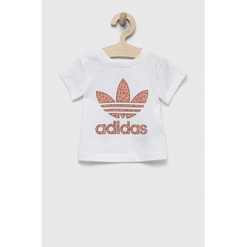 adidas Originals tricou de bumbac pentru copii culoarea alb