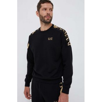 EA7 Emporio Armani bluza barbati, culoarea negru, cu imprimeu