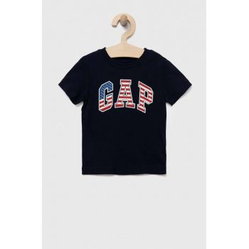 GAP tricou de bumbac pentru copii culoarea albastru marin, cu imprimeu