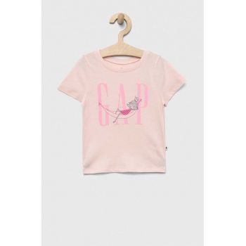 GAP tricou de bumbac pentru copii culoarea roz ieftin