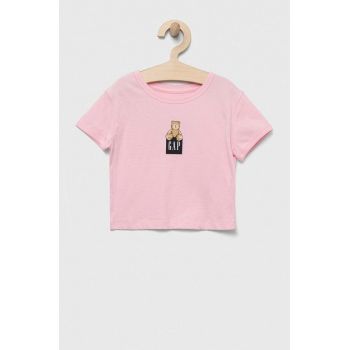 GAP tricou de bumbac pentru copii culoarea roz