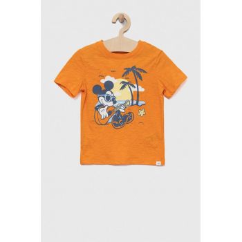 GAP tricou de bumbac pentru copii x Disney culoarea portocaliu, cu imprimeu