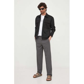 Lindbergh pantaloni barbati, culoarea gri, cu fason chinos de firma originali