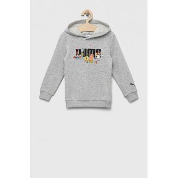 Puma bluza copii PUMA x SPONGEBOB Hoodie TR culoarea gri, cu glugă, cu imprimeu