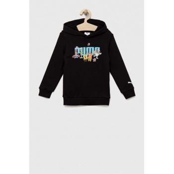 Puma bluza copii PUMA x SPONGEBOB Hoodie TR culoarea negru, cu glugă, cu imprimeu