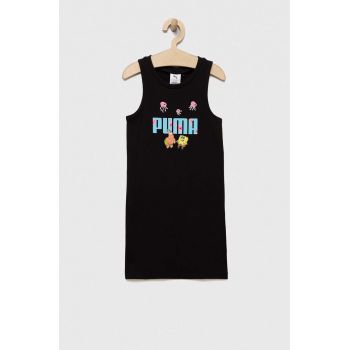 Puma rochie fete PUMA x SPONGEBOB Tank Dress G culoarea negru, mini, mulata ieftina