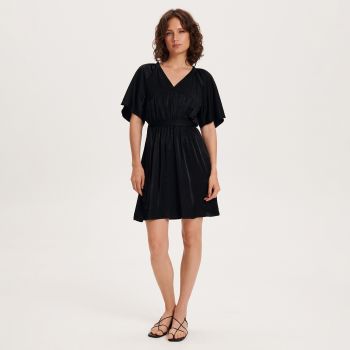 Reserved - Rochie mini legată în talie - Negru