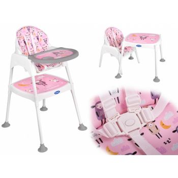 Scaun de servit masa transformabil 3 in 1 Roz
