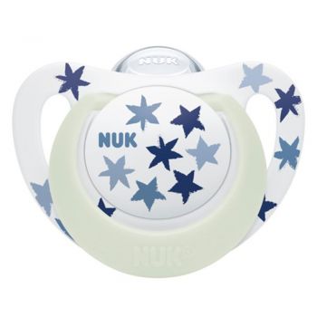 Suzeta Nuk Star Night silicon 18-36 luni M3 albastru ieftina