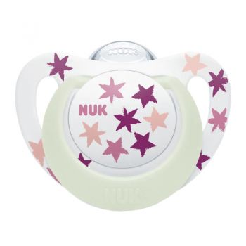 Suzeta Nuk Star Night silicon 18-36 luni M3 roz