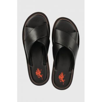 U.S. Polo Assn. slapi de piele MYLO barbati, culoarea negru, MYLO002M
