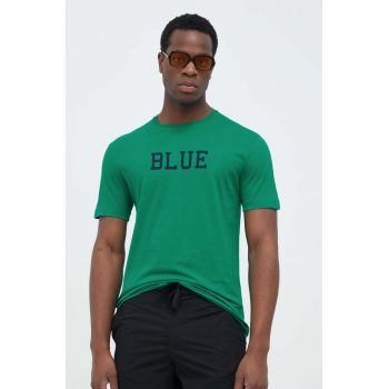 United Colors of Benetton tricou din bumbac culoarea verde, cu imprimeu