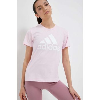 adidas tricou din bumbac culoarea roz