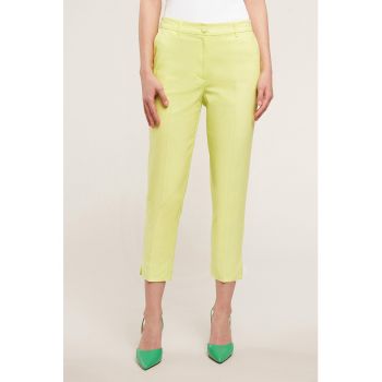 Pantaloni crop din amestec de in