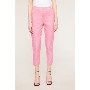 Pantaloni crop din amestec de in