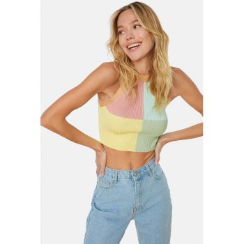 Top crop cu model colorblock