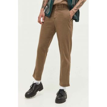 Abercrombie & Fitch pantaloni din amestec de in culoarea maro, drept de firma originali