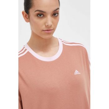 adidas tricou din bumbac culoarea maro