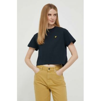 Lyle & Scott tricou din bumbac culoarea albastru marin de firma original