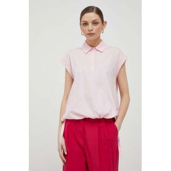 Rich & Royal bluza din bumbac femei, culoarea roz, neted
