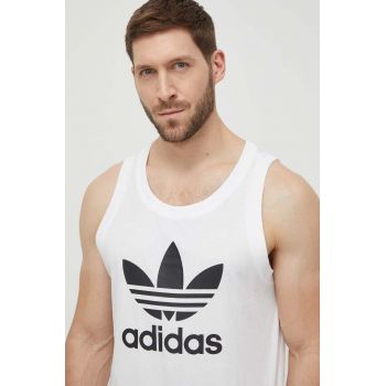 adidas Originals top din bumbac Adicolor Classics Trefoil Tank culoarea alb IA4808