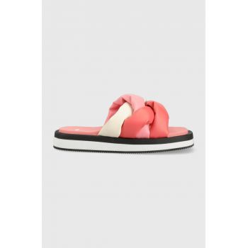 BOSS papuci Allie Braid femei, culoarea roz, 50493084 ieftini