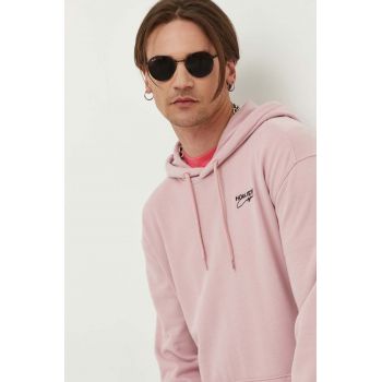 Hollister Co. bluza barbati, culoarea roz, cu glugă, cu imprimeu