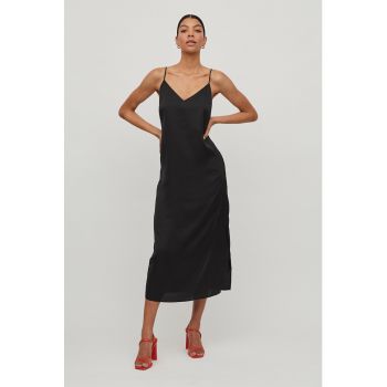 Rochie cu aspect de satin si decolteu in V Ellette