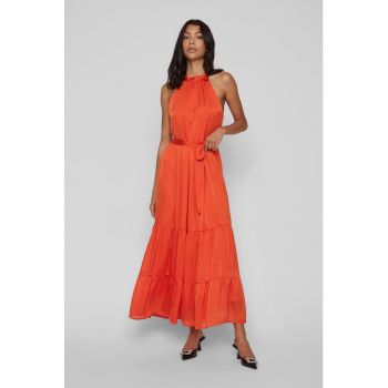 Rochie stratificata cu cordon in talie