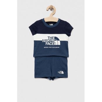 The North Face set de bumbac pentru bebelusi culoarea albastru marin