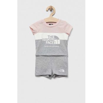 The North Face set de bumbac pentru bebelusi culoarea gri