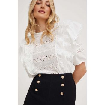 Answear Lab bluza din bumbac femei, culoarea alb, neted