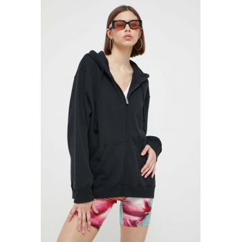 Hollister Co. bluza femei, culoarea negru, cu glugă, neted