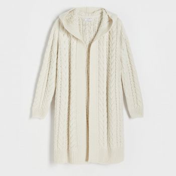 Reserved - Cardigan cu glugă - Ivory